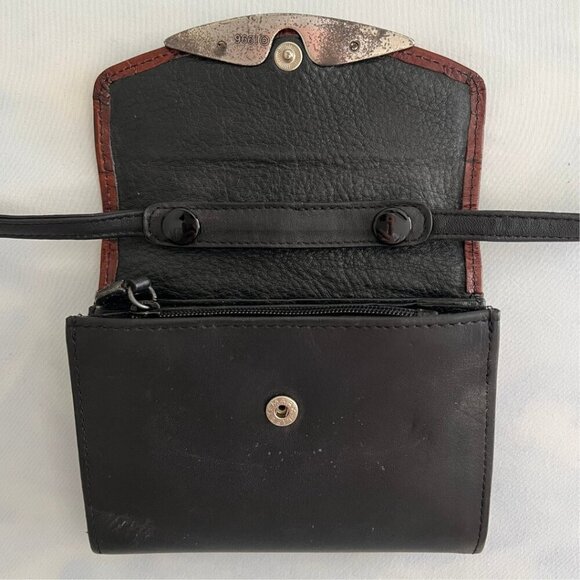 Brighton 1996 Metal Heart Chestnut Croc & Black Leather Mini Purse - Picture 4 of 6